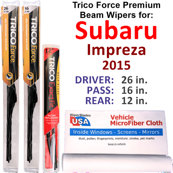 2015 Subaru Impreza Performance Beam Wipers (Set of 3) w/Rear Wiper