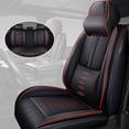 thumbnail image 1 of 2015 for TOYOTA TACOMA Car Seat Cover, Black and Red Edges Car Seat Covers, Leather 5 Piece Full Set With a Headrest and Lumbar Support Suitable for All Seasons, Only CREW CAB PICKUP, 1 of 7