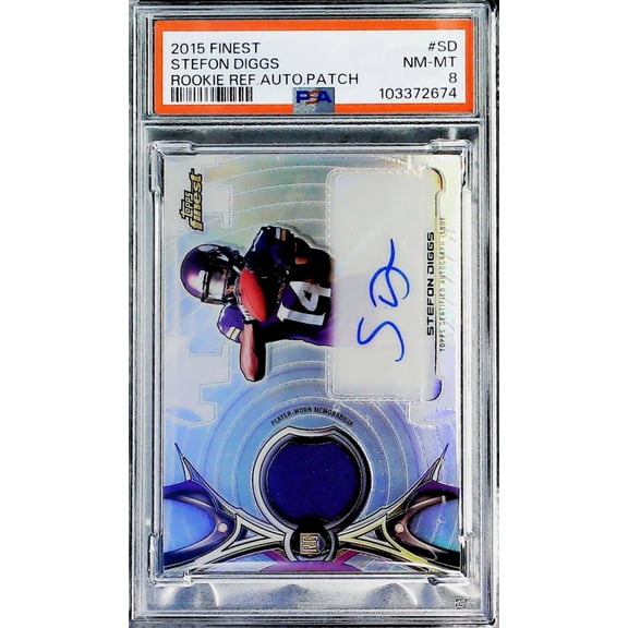 2015 Topps Finest #SD Stefon Diggs Minnesota Vikings RC Rookie AUTO Patch PSA 8 NM-MT