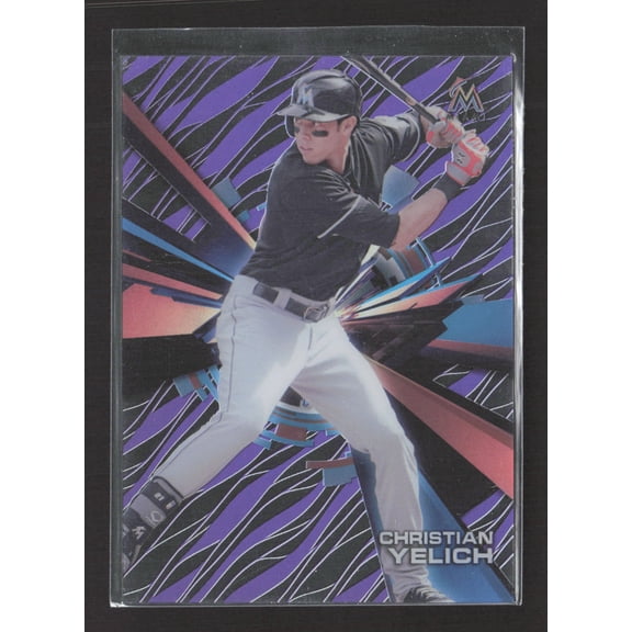2015 Topps High Tek Purple Zebra Christian Yelich HT-CY Miami Marlins Baseball Card