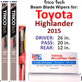 thumbnail image 1 of 2015 Toyota Highlander Beam Blade Wipers (Set of 3) w/Rear Wiper, 1 of 3