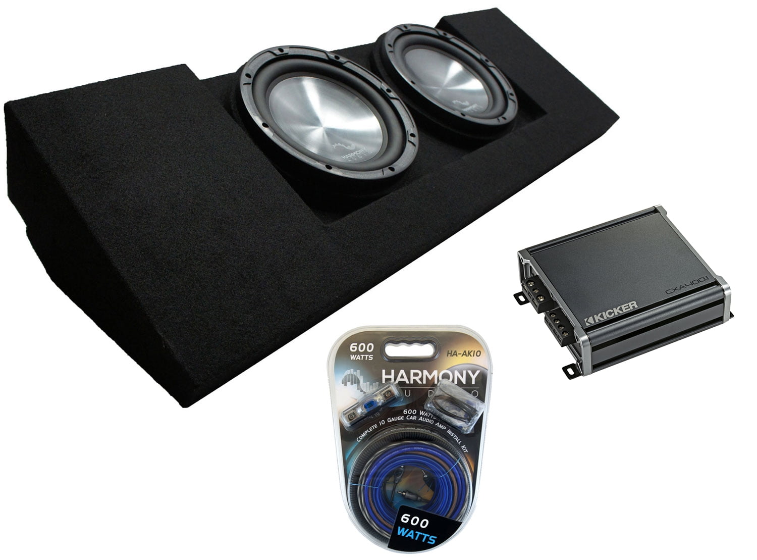Harmony Audio 10" Subwoofer Bundle With Amp & Box - Fits 2007-2013 Chevy Silverado Extended Cab