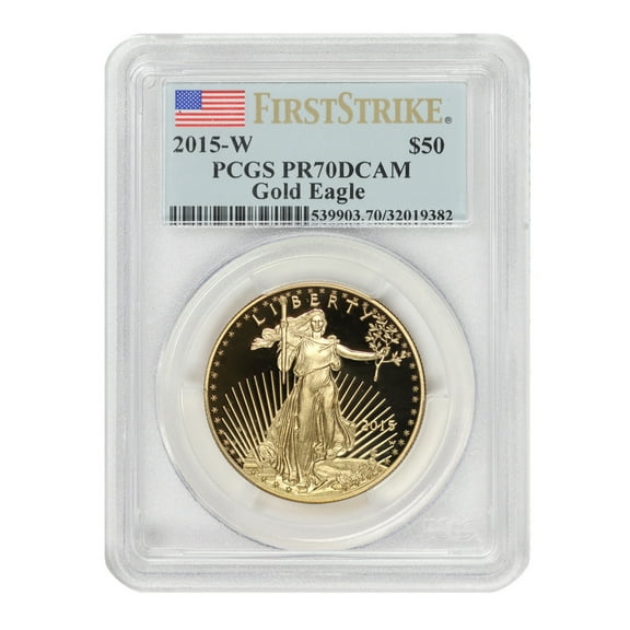 2015-W $50 Gold Eagle PCGS PR70 Deep Cameo First Strike Flag Label U.S. Mint Coin