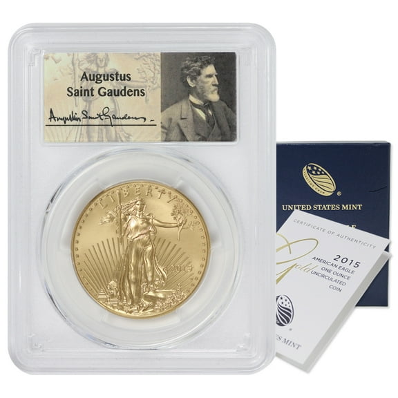 2015-W $50 Gold Eagle PCGS SP70 First Strike St. Gaudens Label with Original Government Packaging U.S. Mint Coin