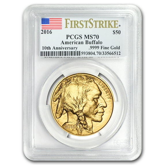 2016 1 oz Gold Buffalo MS-70 PCGS (FirstStrike®, Flag Label)
