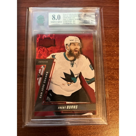 2016-17 Fleer Showcase Brent Burns Precious Metal Gems Red MNT 8