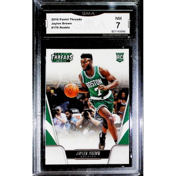 2016-17 Panini Threads #176 Jaylen Brown RC Rookie Boston Celtics Graded NM GMA 7 Official NBA Basketball Trading Card