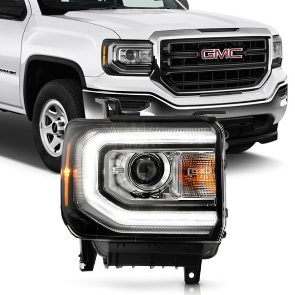 2016-2018 GMC Sierra 1500 HID/Xenon Type LED DRL Projector Headlight - Passenger