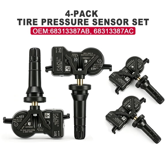 68313387AB 433MHz TPMS Sensor 4-Pack for 2014-2022 Dodge Durango Tire Pressure Monitoring System Replaces 68313387AC