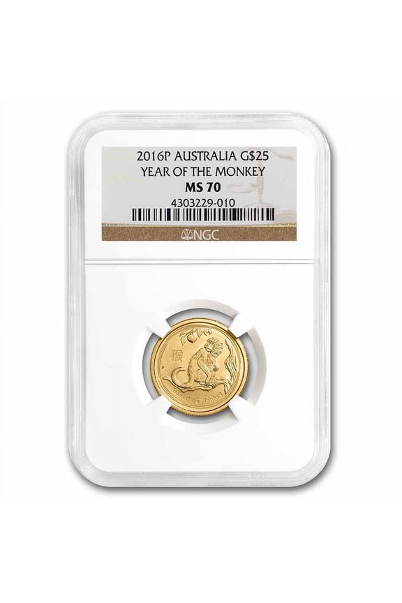 2016 Australia 1/4 oz Gold Lunar Monkey MS-70 NGC