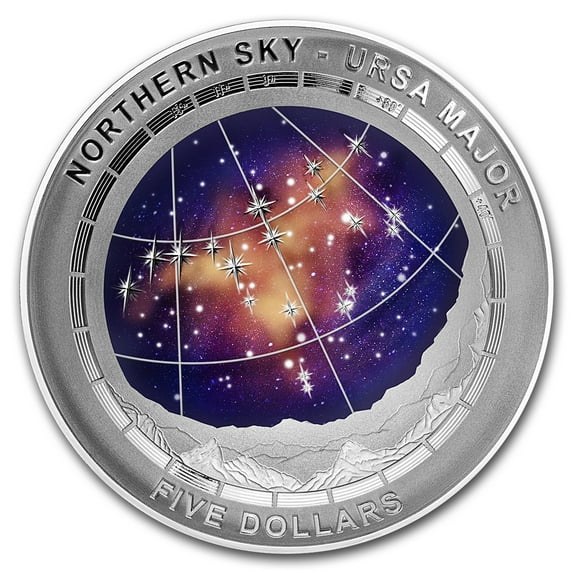 2016 Australia Silver $5 Color Domed Northern Sky Ursa Major Prf