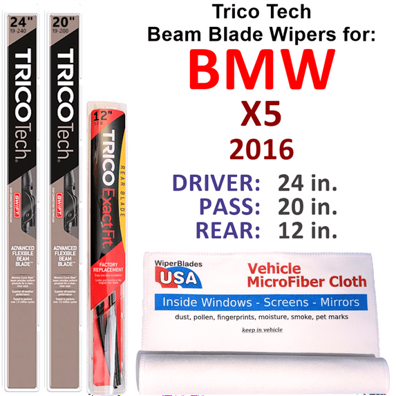 2016 BMW X5 Beam Blade Wipers (Set of 3) w/Rear Wiper