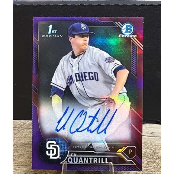 2016 Bowman Draft Chrome Draft Pick Purple Refractor Auto Cal Quantrill #CDA-CQ San Diego Padres MLB BASEBALL Trading Card