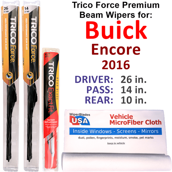 2016 Buick Encore Performance Beam Wipers (Set of 3) w/Rear Wiper