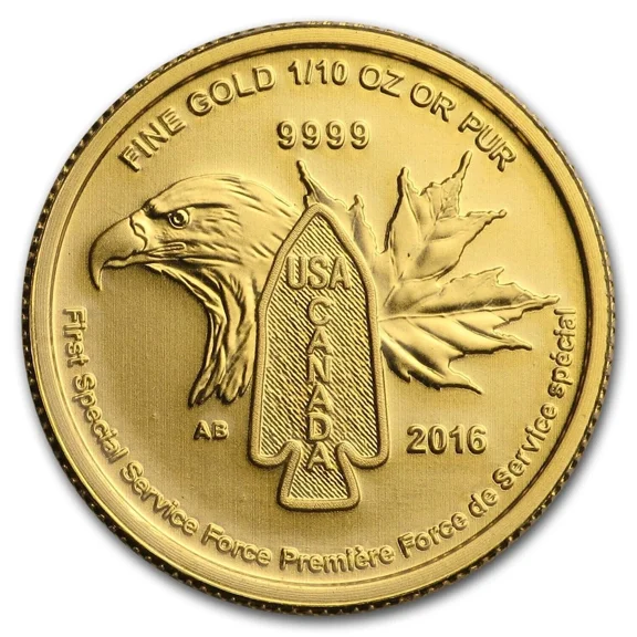 2016 Canada 1/10 oz .9999 Fine Gold $5 Special Service Force BU - Sealed