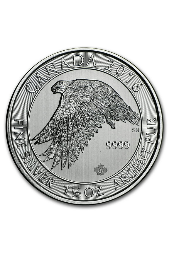 2016 Canada 1.5 Oz Silver $8 White Falcon BU