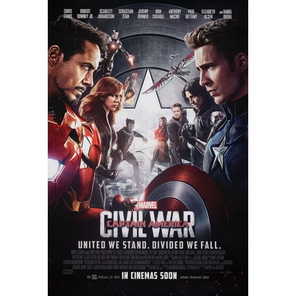 2016 Captain America Civil War Movie Poster Marvel Iron Man Black Widow UNFRAMED PAPER POSTER