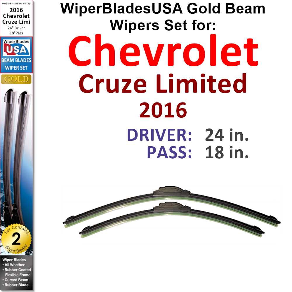 2016 Chevrolet Cruze Limited Beam Wiper Blades Wipers WBUSA (Set of 2