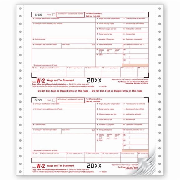 2016 Continuous W-2, One-Wide Sets, Carbonless