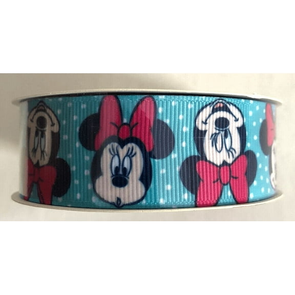 2016 Disney Minnie Mouse Printed Ribbon Turquoise - Spool 1" Wide x 3 Yards