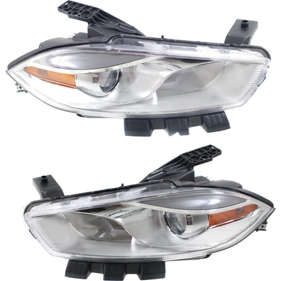 For 2016 Dodge Dart Headlight Driver and Passenger Side Chrome Chrome Bezel Bulbs Included DOT Certified Replaces CH2518151 + CH2519151 | 68292803AA + 68292802AA ;Code LMC; Code MFP