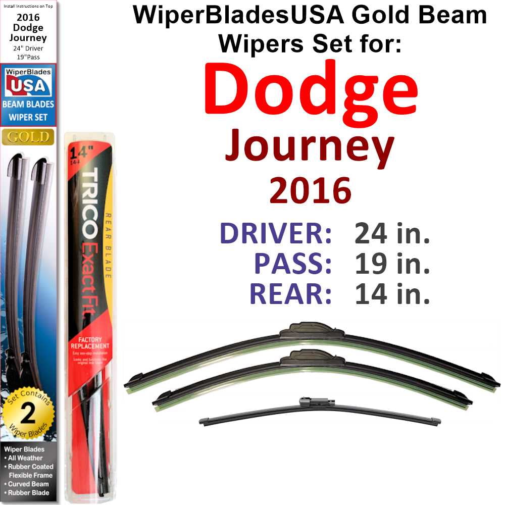 2016 Dodge Journey Beam Wiper Blades Wipers WBUSA (Set of 3) w/Rear