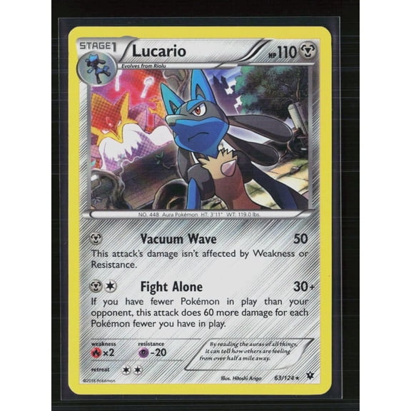 2016 Fates Collide Lucario Rare #63/124 English Pokemon Lightly Played Trading Card