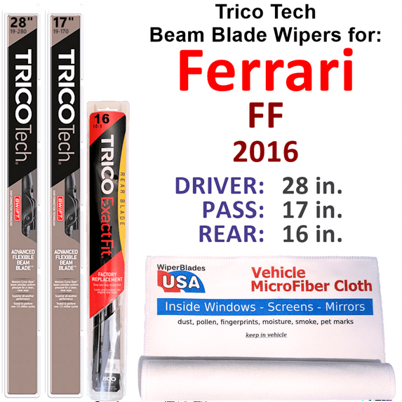 2016 Ferrari FF Beam Blade Wipers (Set of 3) w/Rear Wiper