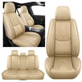 thumbnail image 1 of 2016 for HYUNDAI ACCENT Seat Cover, Beige Car Seat Covers, Faux Leather 5 Piece Full Set With Lumbar Support Protect and Upgrade Seats, Airbag-Compatible, 1 of 9