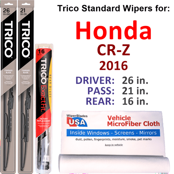 2016 Honda CR-Z Wiper Blades (Set of 3) w/Rear Wiper