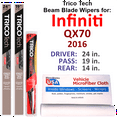 thumbnail image 1 of 2016 Infiniti QX70 Beam Blade Wipers (Set of 3) w/Rear Wiper, 1 of 3
