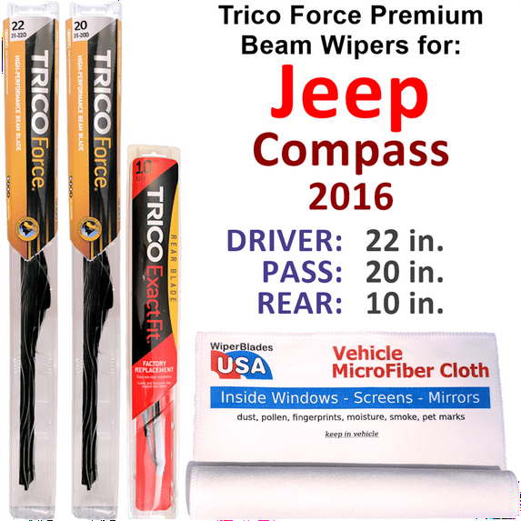 2016 Jeep Compass Performance Beam Wipers (Set of 3) w/Rear Wiper