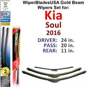2016 Kia Soul Beam Wiper Blades Wipers WBUSA (Set of 3) w/Rear Wiper