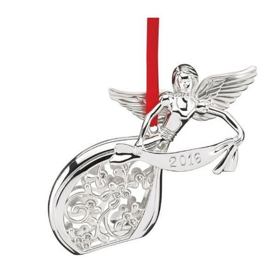 2016 Lenox Angel Holding Banner Silver Christmas Tree Ornament Decoration 865876