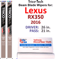 thumbnail image 1 of 2016 Lexus RX350 Beam Blade Wipers (Set of 2), 1 of 3