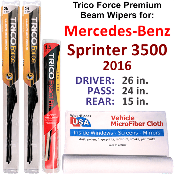 2016 Mercedes-Benz Sprinter 3500 Performance Beam Wipers (Set of 3) w/Rear Wiper