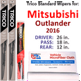 thumbnail image 1 of 2016 Mitsubishi Outlander Wiper Blades (Set of 3) w/Rear Wiper, 1 of 3