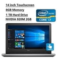 thumbnail image 1 of 2016 New Dell Inspiron 14 5000 gaming laptop, 14 inch touchscreen display, Intel Core i7-5500U 2.40 GHz with Turbo Boost, 8GB DDR3L,1TB HDD, Nvidia Geforce 920M, Backlit Keyboard with Waves MaxxAudio, 1 of 3