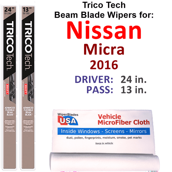 2016 Nissan Micra Beam Blade Wipers (Set of 2)