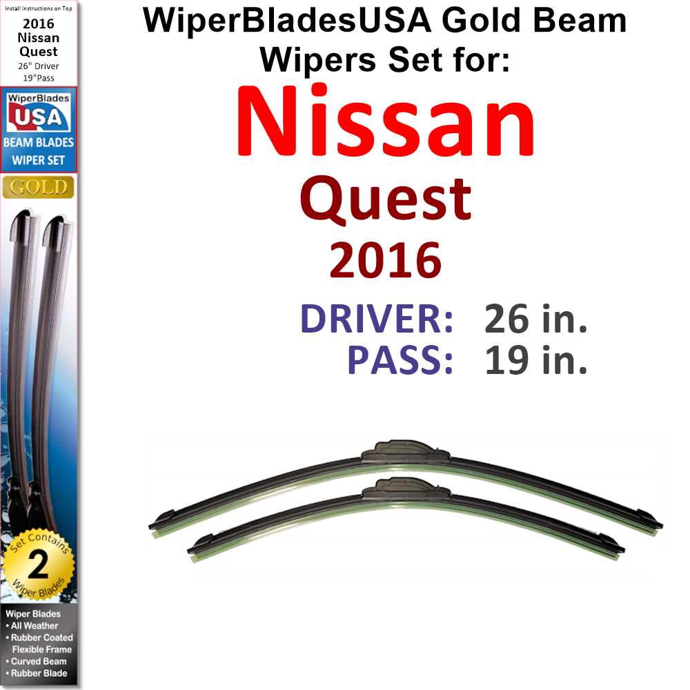 2016 Nissan Quest Beam Wiper Blades Wipers WBUSA (Set of 2)