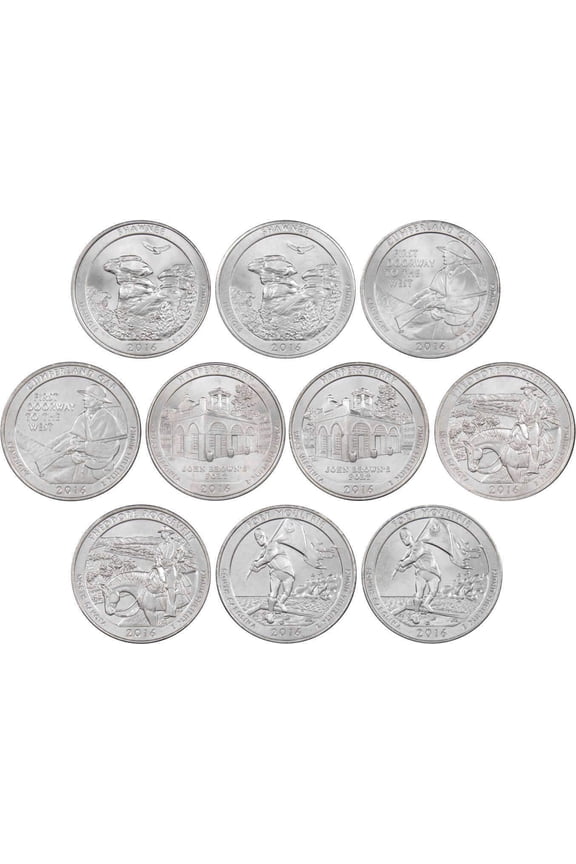 2016 P&D National Park Quarter 10 Coin Set Uncirculated Mint State 25c
