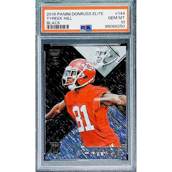 2016 Panini Donruss Elite Black #144 Tyreek Hill Kansas City Chiefs RC Rookie Card PSA 10 Gem MINT