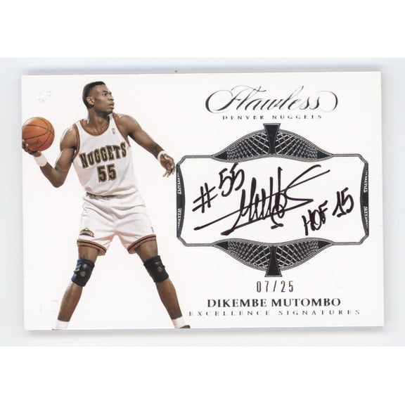 2016 Panini Flawless Excellence Signatures EX-DM Dikembe Mutombo Auto /25 Denver Nuggets NBA Autographed Basketball Trading Card
