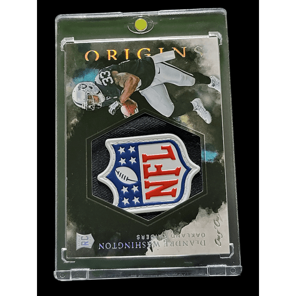 2016 Panini Origins DeAndre Washington #RJJ-DW One of One Player-Worn Material NFL Shield Patch RC Oakland Raiders NFL Football Trading Card