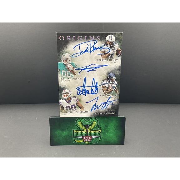 2016 Panini Origins Rookie Quad Autograph Card Jonathan Williams Derrick Henry Kenyan Drake Alex Collins #QRA-SEC