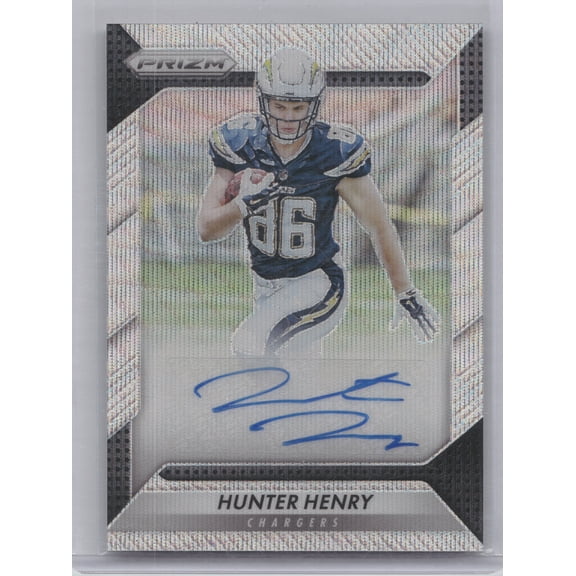 2016 Panini Prizm Rookie Autograph Hunter Henry #RA-HHR Blue Wave /149 San Diego Chargers NFL Autographed Football Trading Card