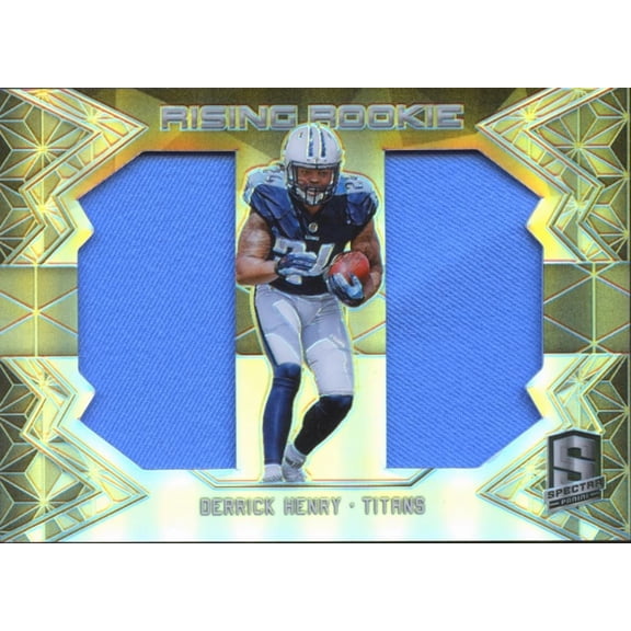 2016 Panini Spectra Rising Rookie Derrick Henry #12 /195 Player-worn material Dual Jersey Patch Tennessee Titans NFL Football Trading Card