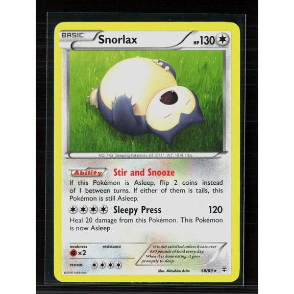 2016 Pokmon Generations Snorlax Rare #58/83 Lightly Played English Trading Card