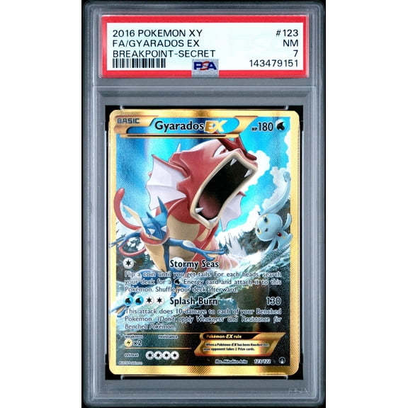 2016 Pokemon XY Breakpoint Secret Rare Gyarados Ex #123 PSA 7