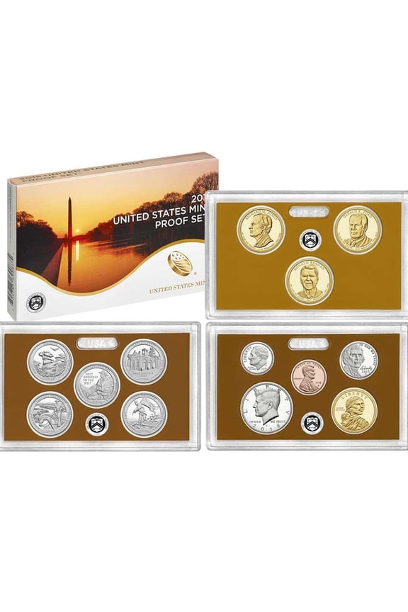 2016 Proof Set - U.S. Mint 13-Coin Clad Set - ATB Quarters & Final Presidential Dollars - Includes COA & OGP